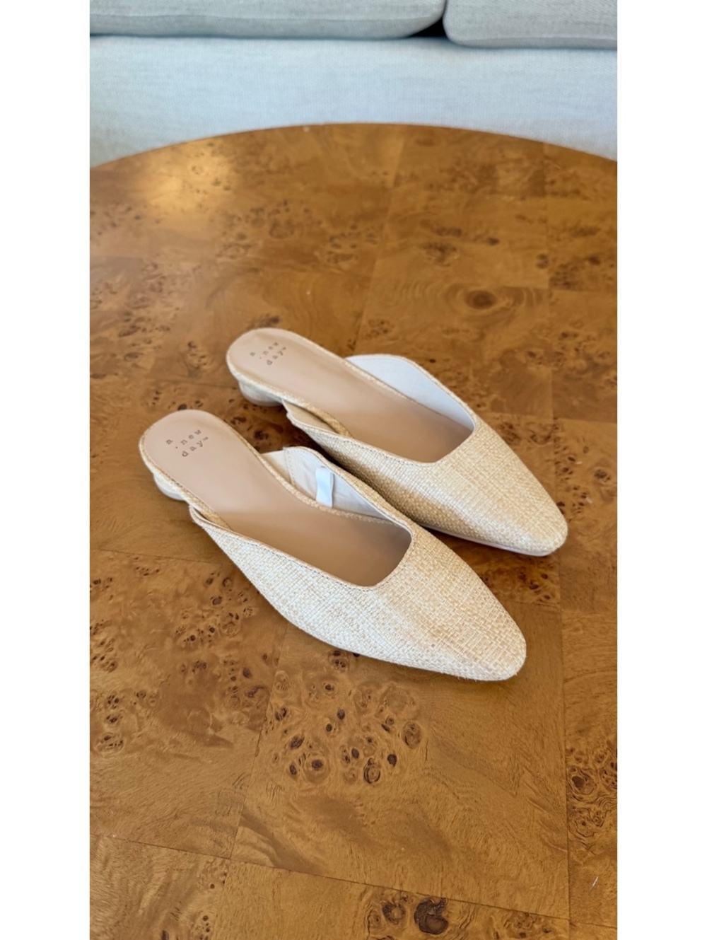 A new day Beige Woven Pointed Toe Slip-On Flats Size 8